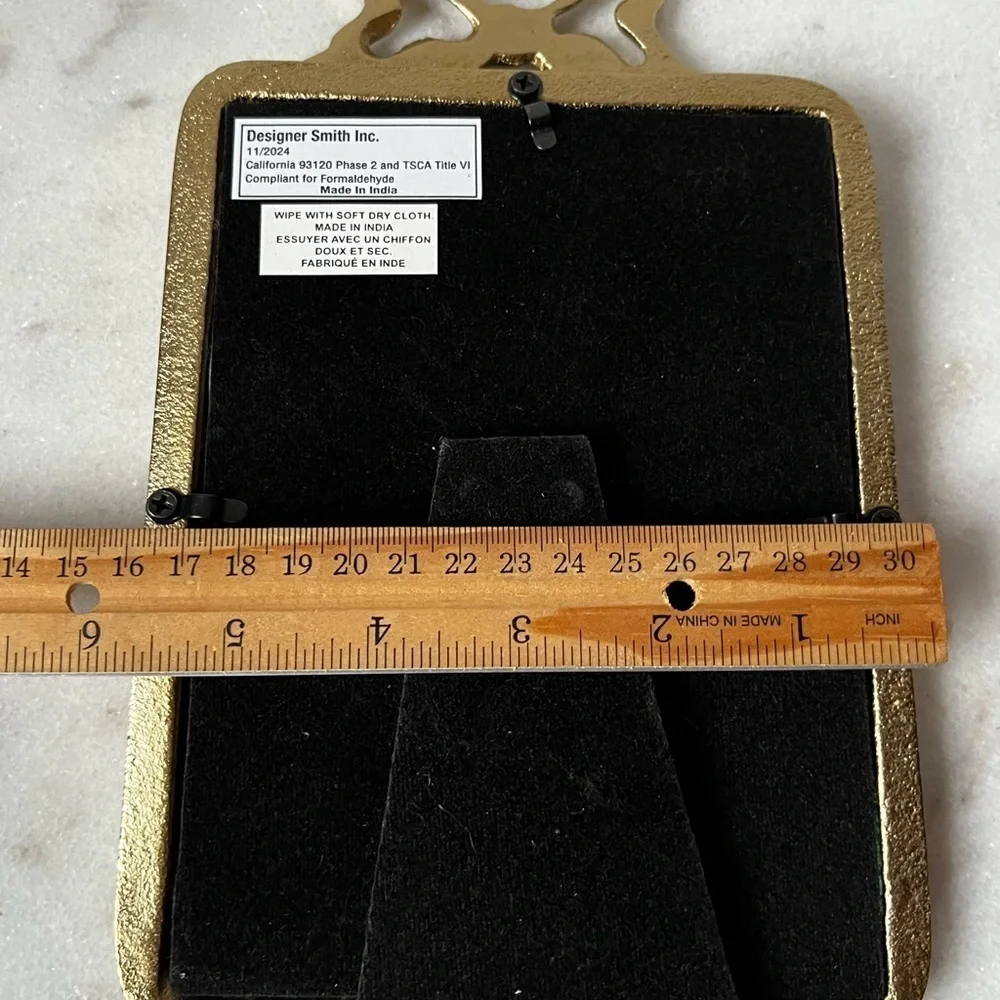 Gold metal bow on top Photo Frame for 5”x7” Victorian style
